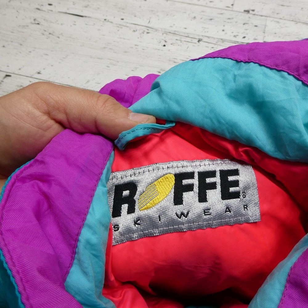 VINTAGE Roffe Jacket Mens XL Green Purple Ski 90s USA Union Made Retro Insulated - Picture 3 of 10